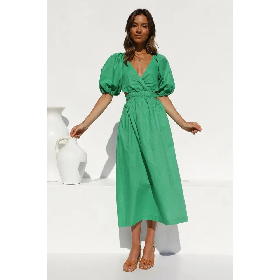 Sweet Bloom Puff Sleeve Dress Rich Allure