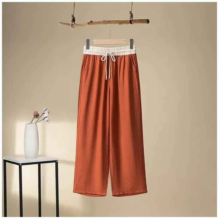 Color Block Retro Wide Leg Pants