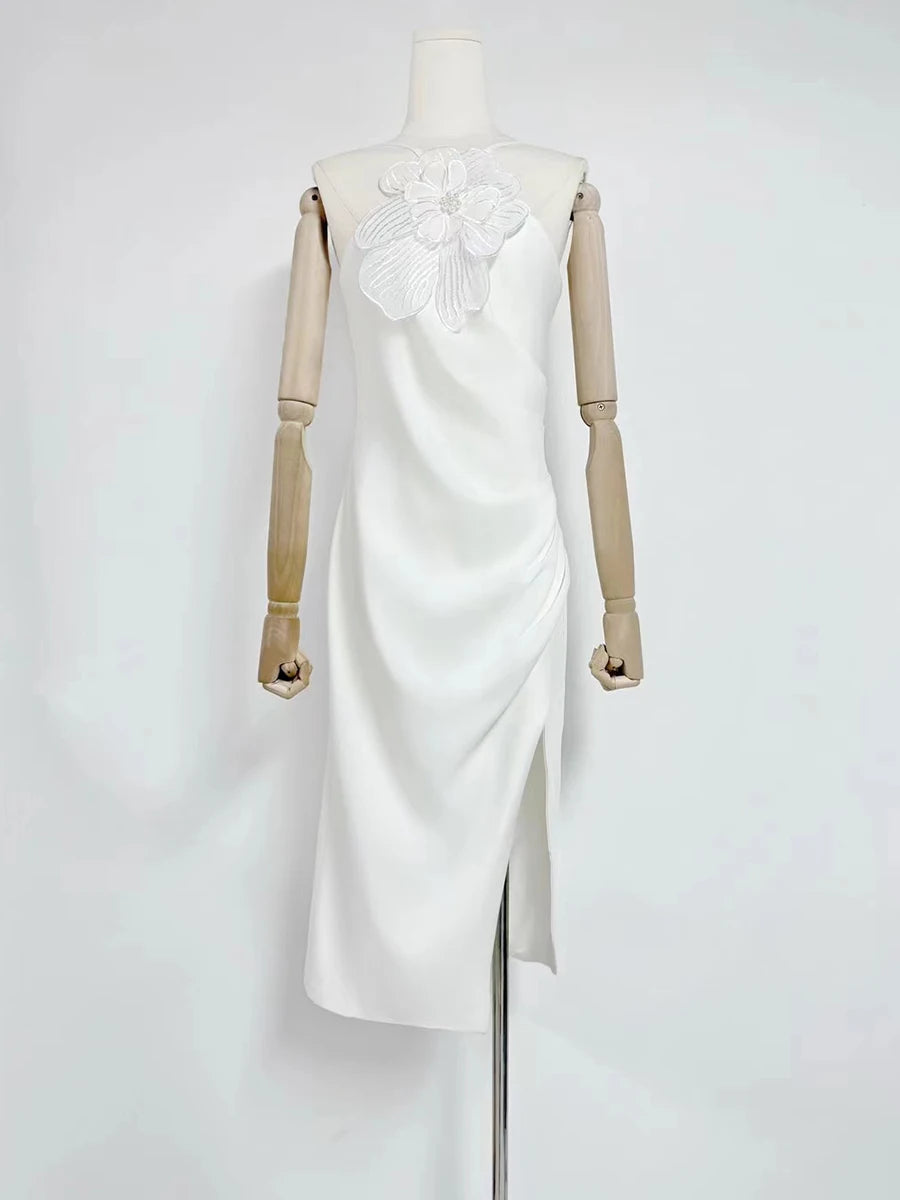 Petal Grace 3D Floral Midi Dress
