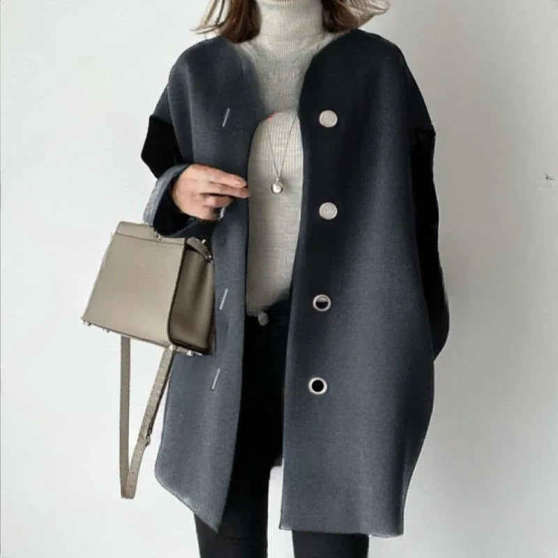Retro Ease Button-Up Cardigan Coat