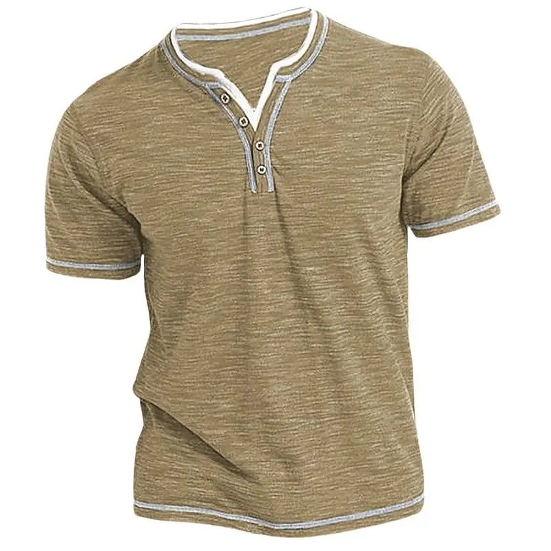 Cotton Ease V Neck Henley Tee Men