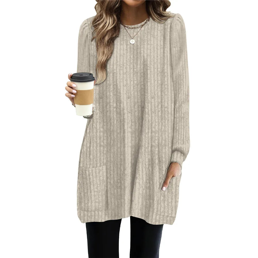 Puff Sleeve Stripe Pullover Blouse Rich Allure