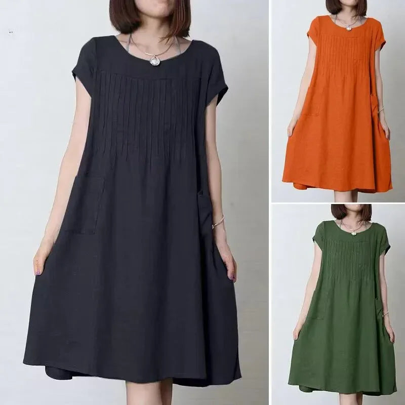 Pleated Cotton Summer Dress