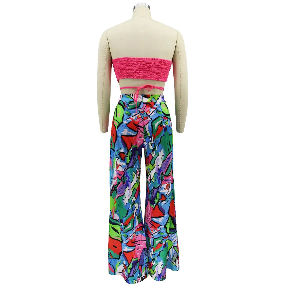 Vivid Bloom Strapless Trouser Set