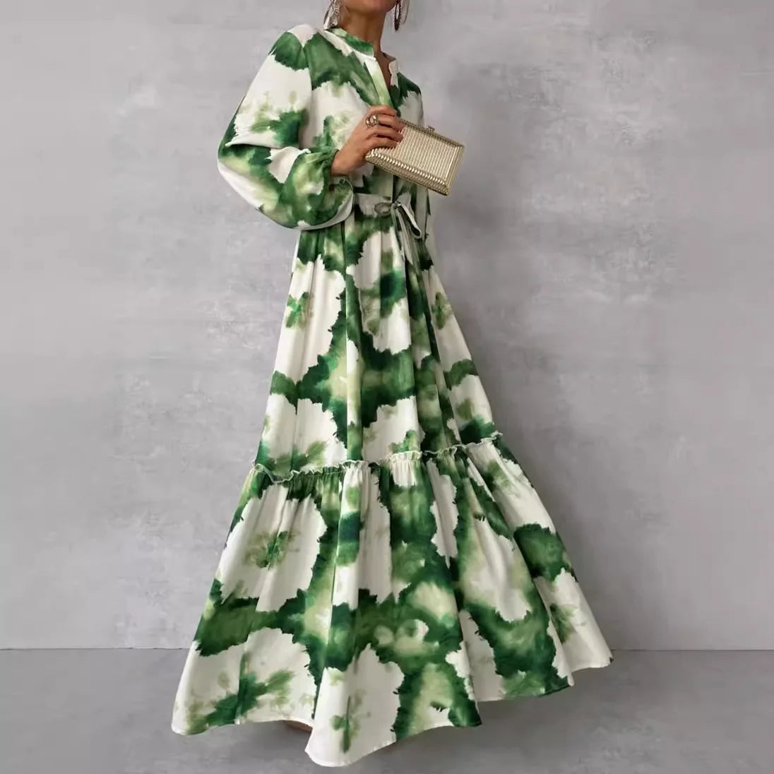 Floral Grace V-Neck A-Line Dress