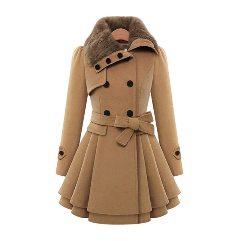 Velvet Line Plus Wool A-Line Coat Rich Allure