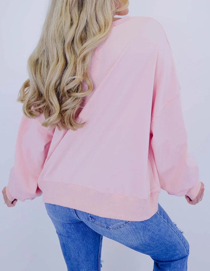 Sparkling Bow Round Neck Hoodie