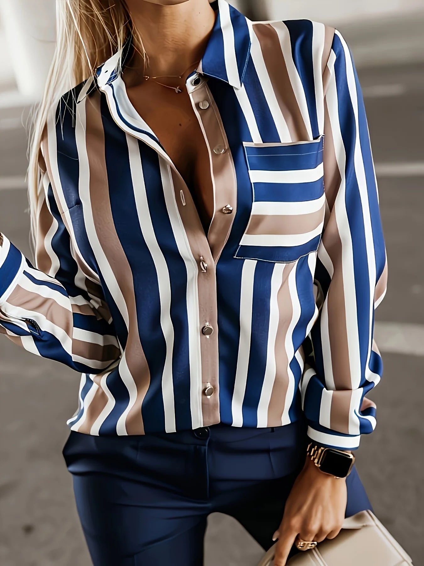 Plus Size Woven Lapel Shirt