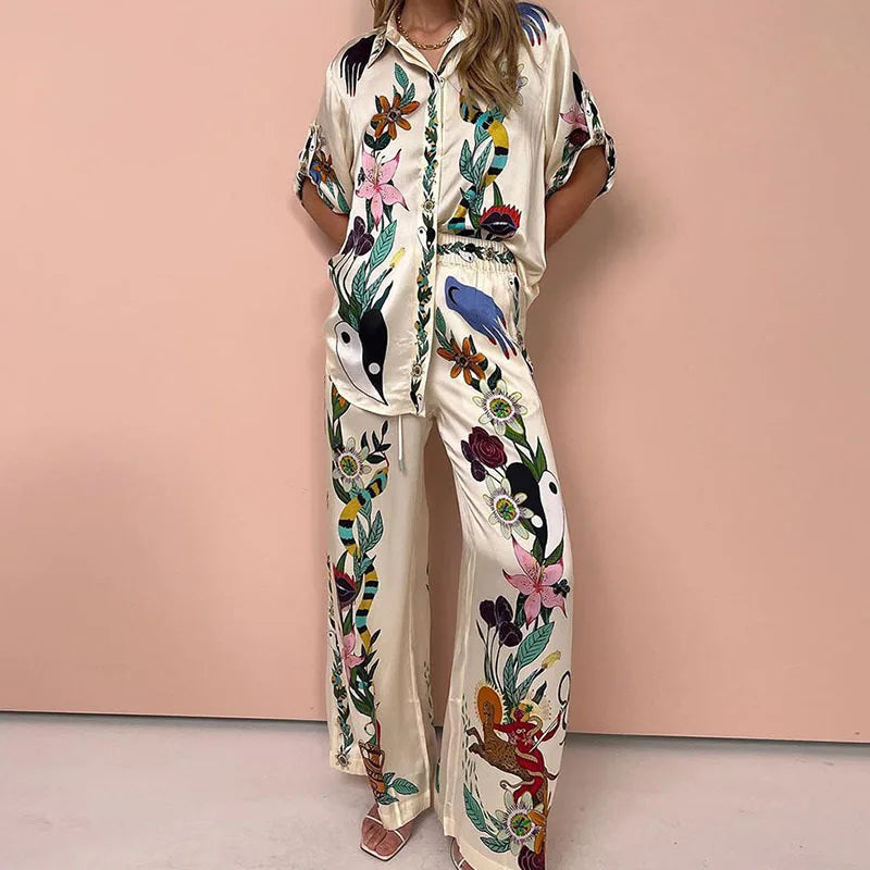 Graffiti Print Casual Two-Piece