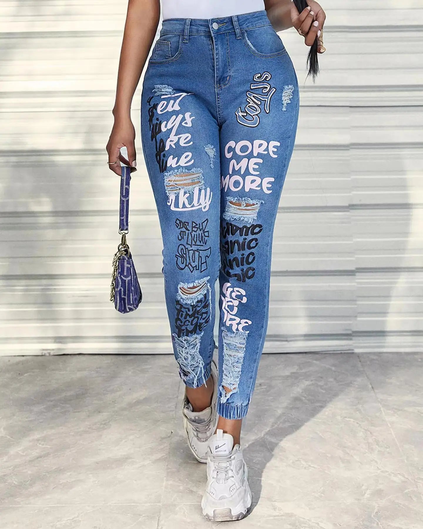 Stylish Ripped Denim Slim Fit Jeans