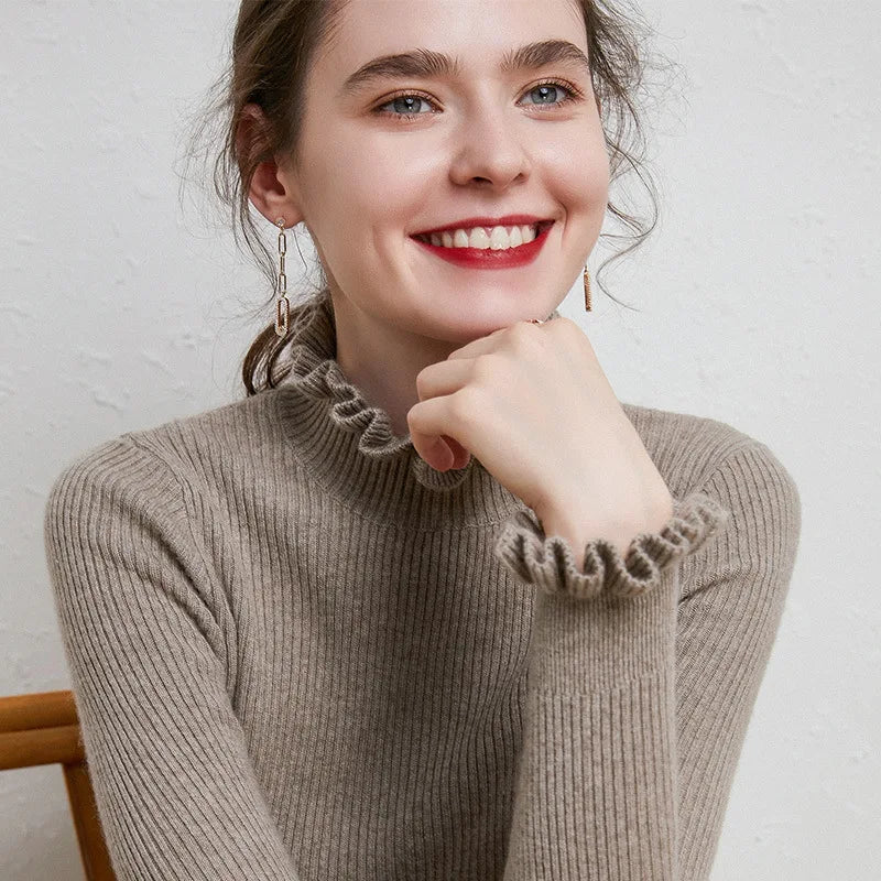 Cinched Turtleneck Knit Sweater