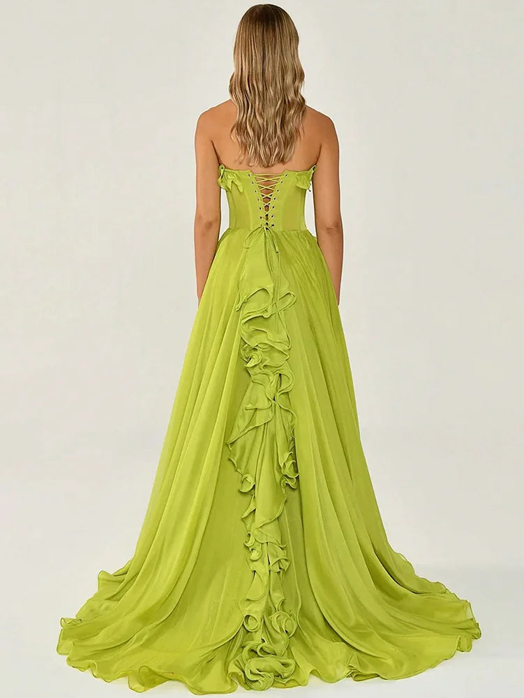 Sultry Grace Strapless Chiffon Gown