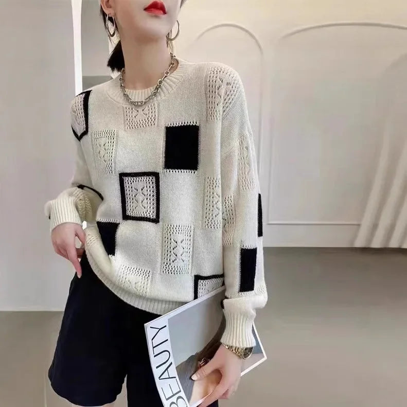 Vintage Checkered Knit Top