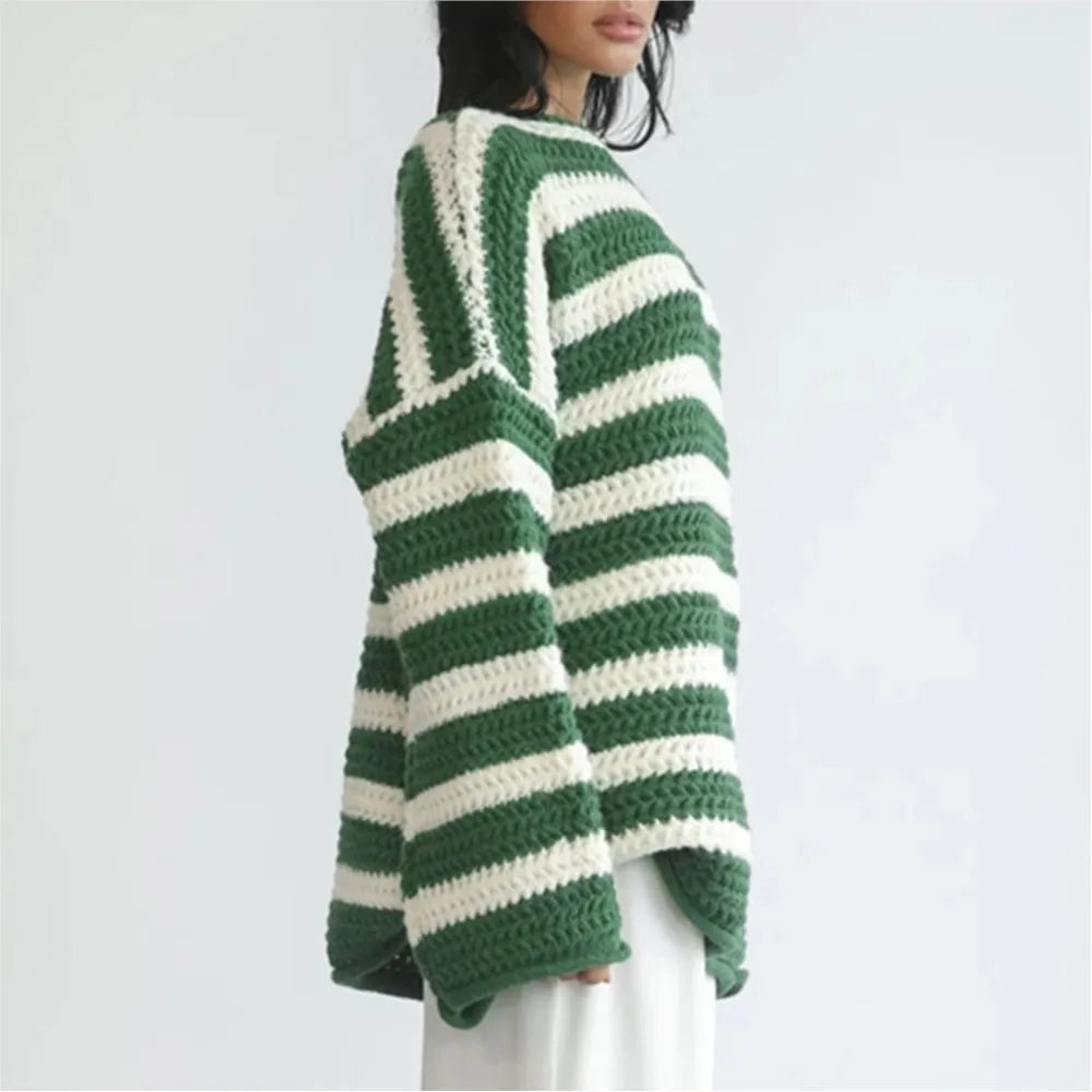 Stripe Haven Loose Knit Sweater