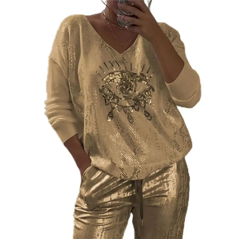 Gold Eye Print Glittery Set