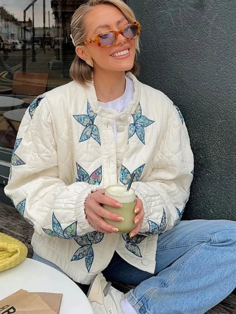 BloomNest Quilted Bomber Jacket