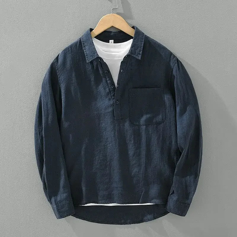 Japanese Retro Linen Pullover Shirt Rich Allure