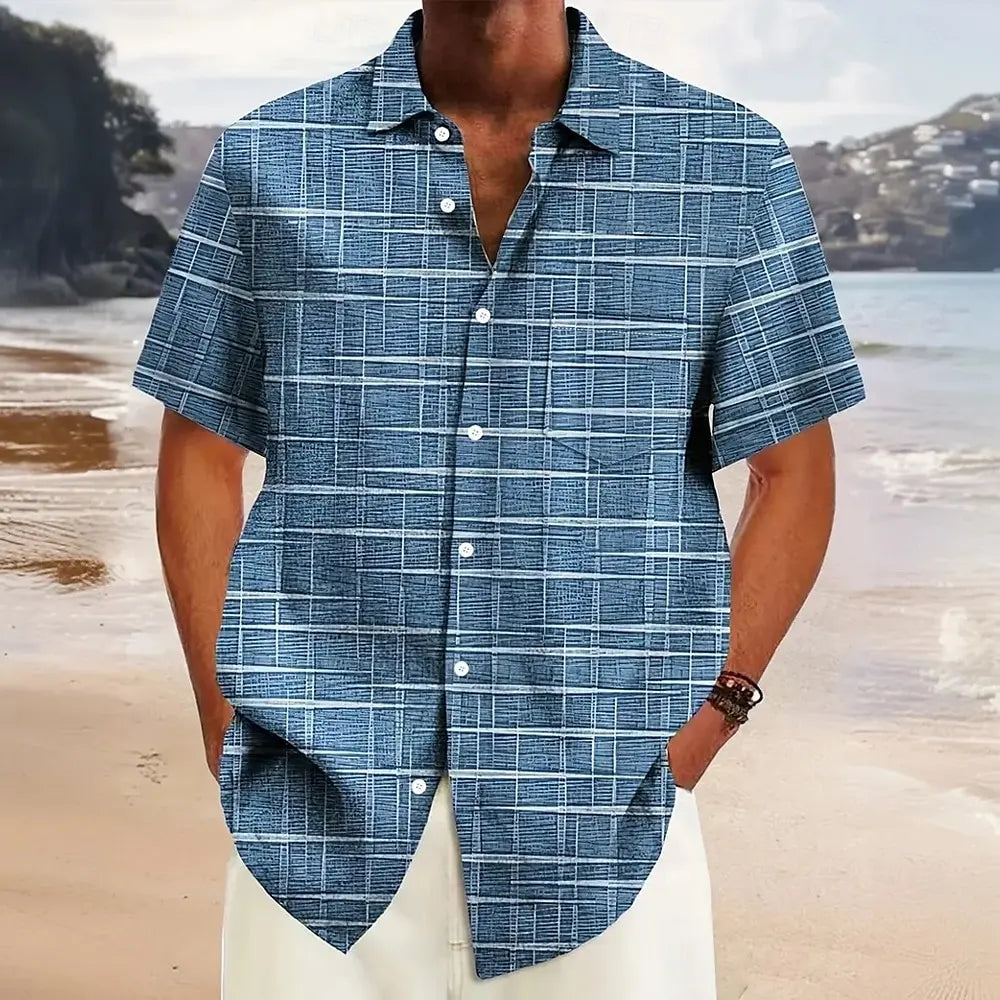 TropiGrid 3D Plaid Summer Shirt Rich Allure