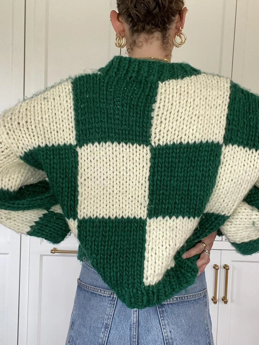 Cozy Checkered Oversized Sweater