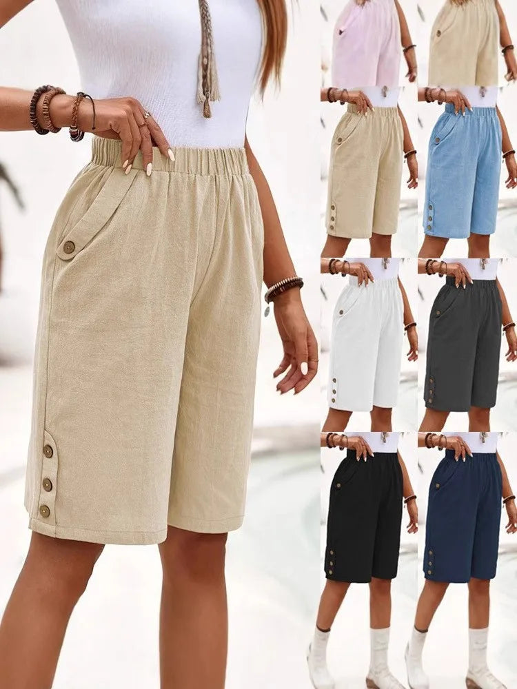 Solid Color Straight Leg Shorts