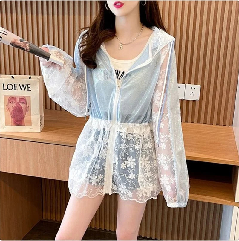 LaceBreeze Mesh Patch Hooded Jacket