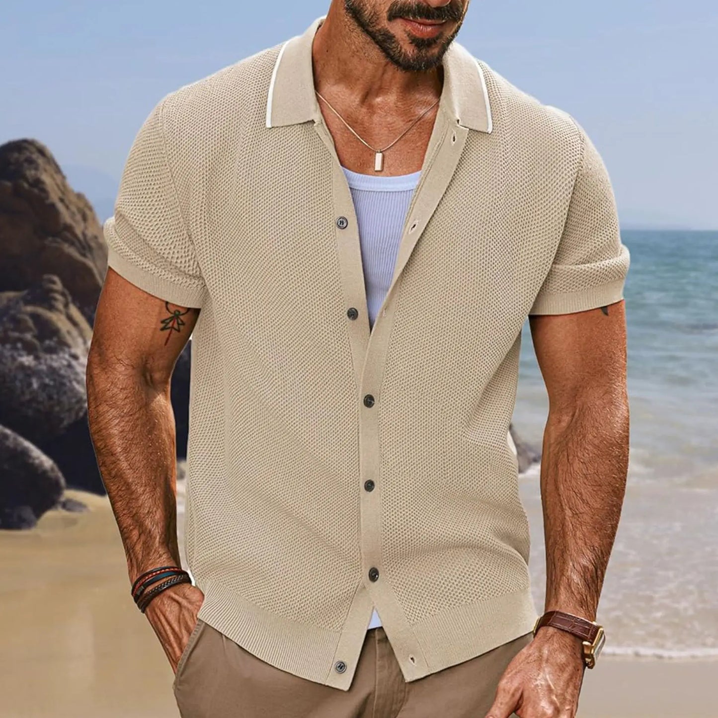 Luxe Breeze Knit Polo Shirt