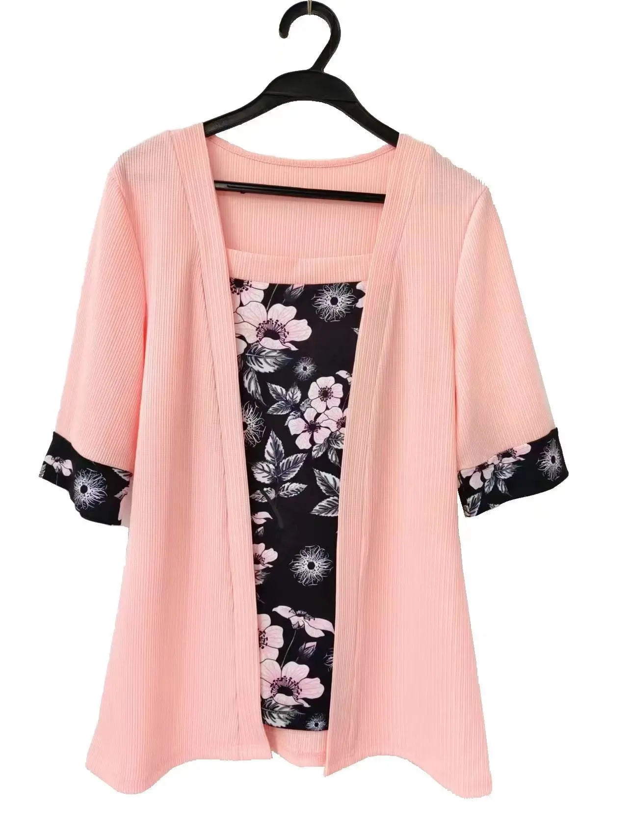 Layered Bloom Splice Casual Top