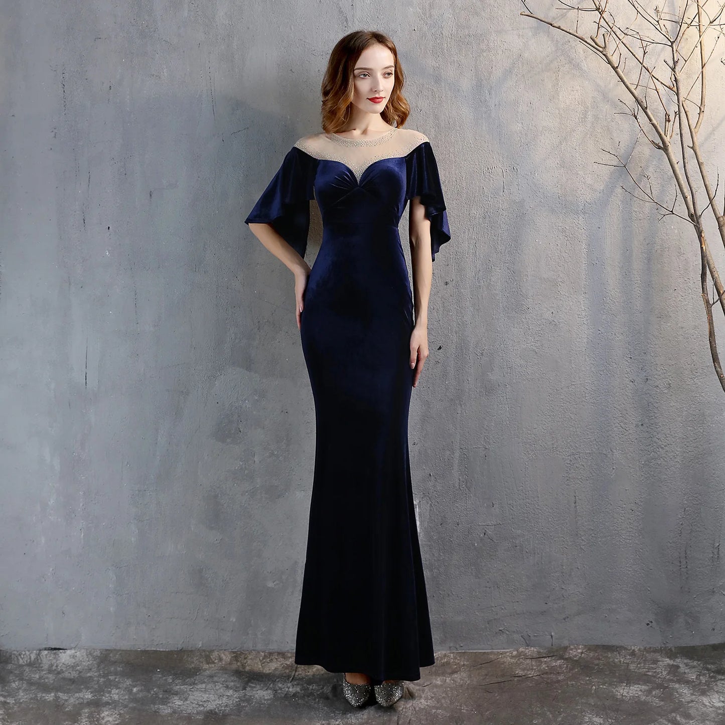 Velvet Dusk Crystal Mermaid Gown