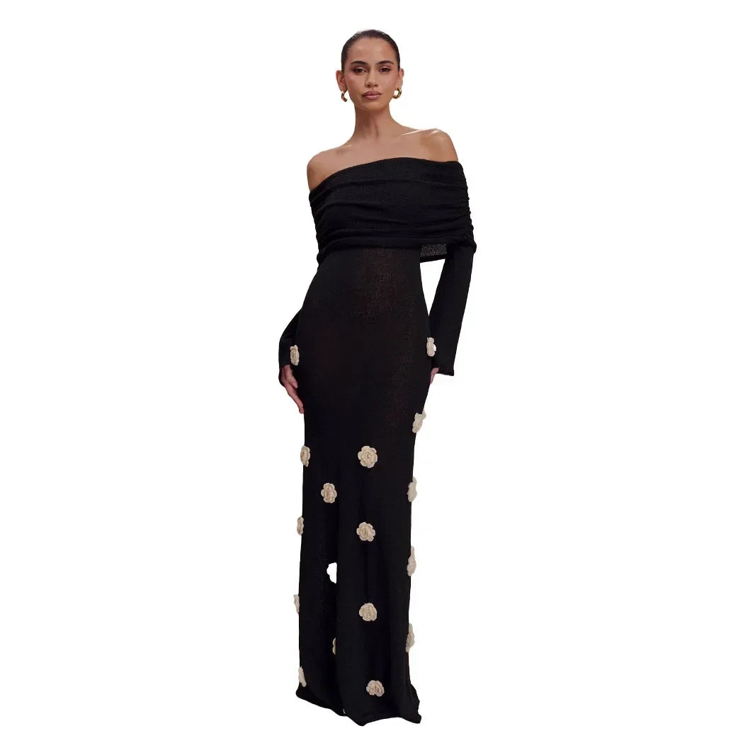 Rose Gaze 3D Floral Knit Dress
