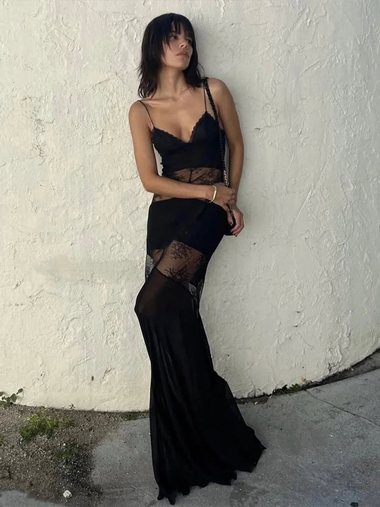 Sexy Lace Backless Maxi Dress