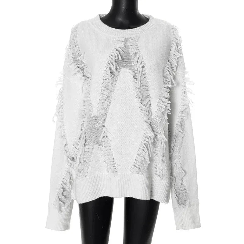 Chic Tassel Patch Sweater Rich Allure