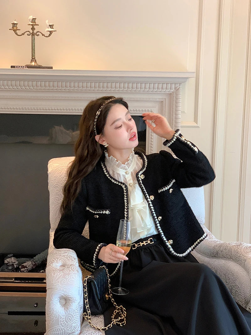 Cropped Tweed Blazer Jacket