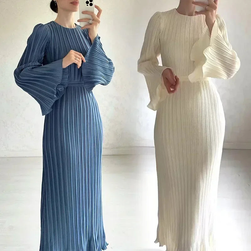 Spring Grace Pleated Belted Dress