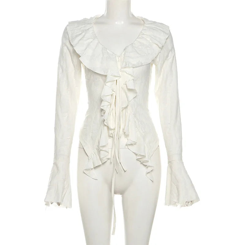 Ruffle Charm Irregular Street Blouse