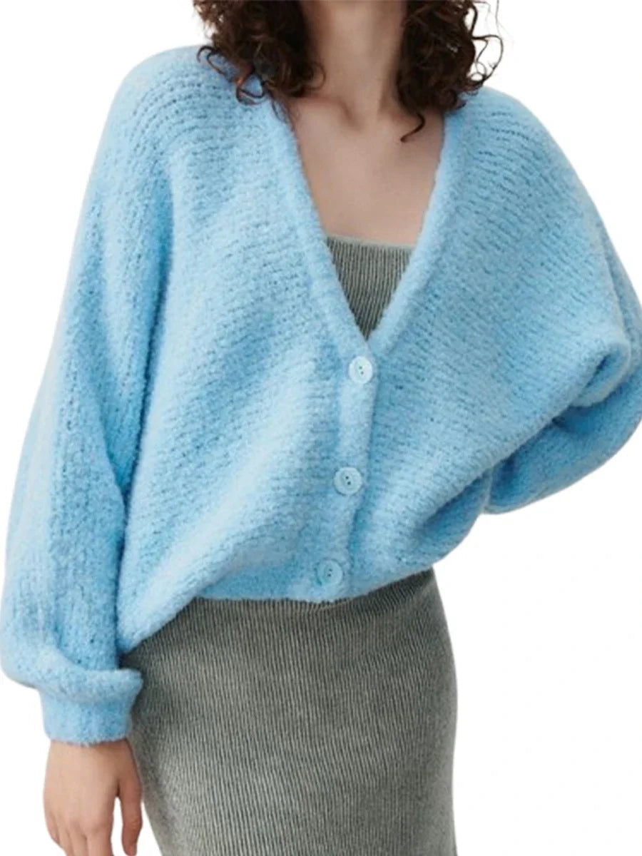 Cozy Vibe Fuzzy Button-Up Cardigan Rich Allure
