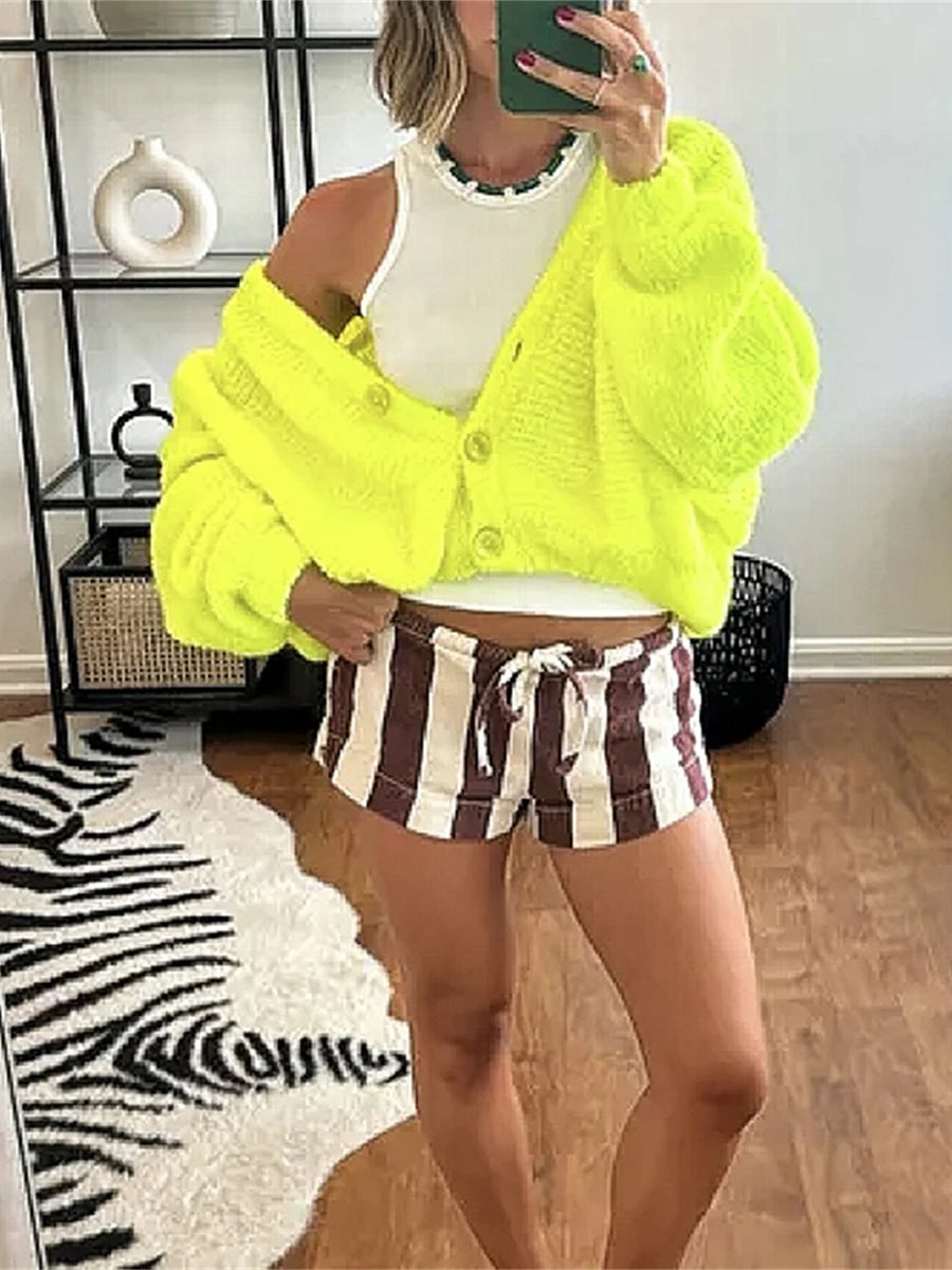 Cozy Vibe Fuzzy Button-Up Cardigan