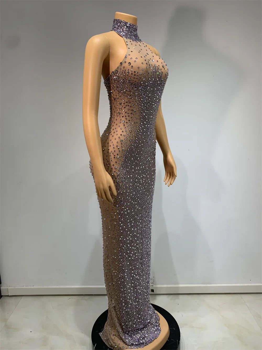 Diamond Drape Elegant Evening Gown
