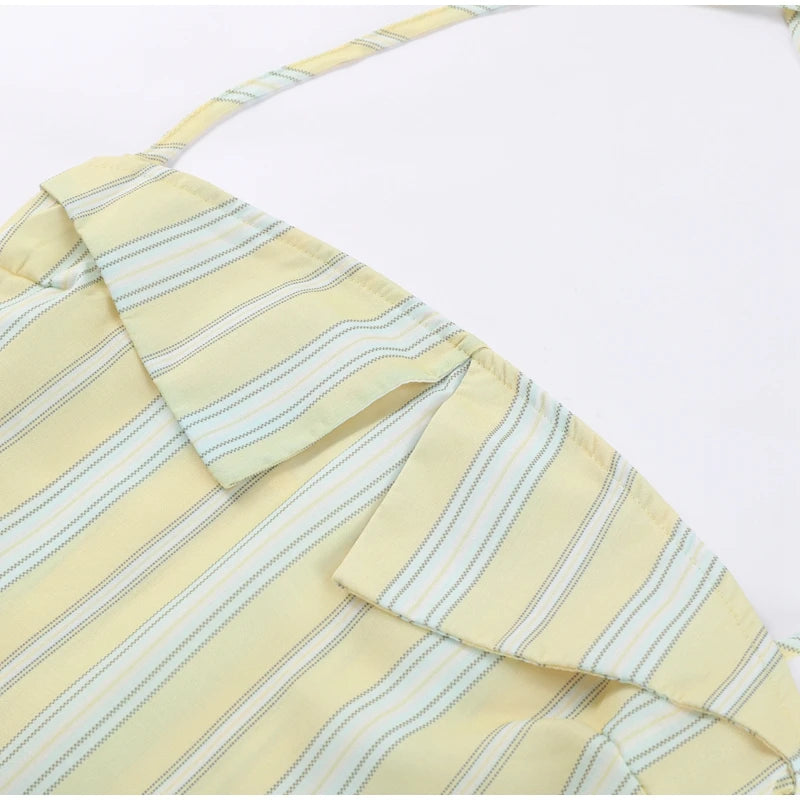 Striped Halter Lace-Up Beach Set