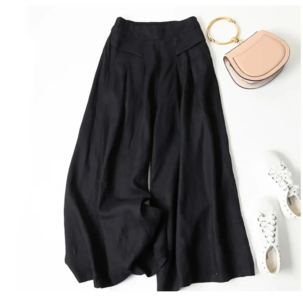 Art Ease Cotton Linen Wide Leg Pants