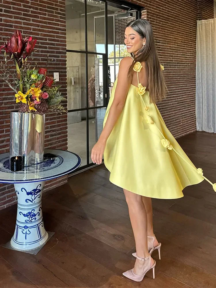 Floral Backless Summer Mini Dress