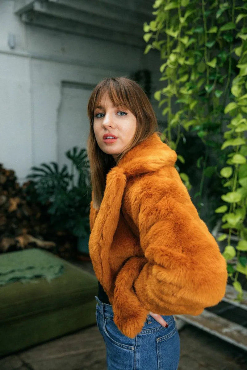 PlushLuxe Long Lapel Fur Coat