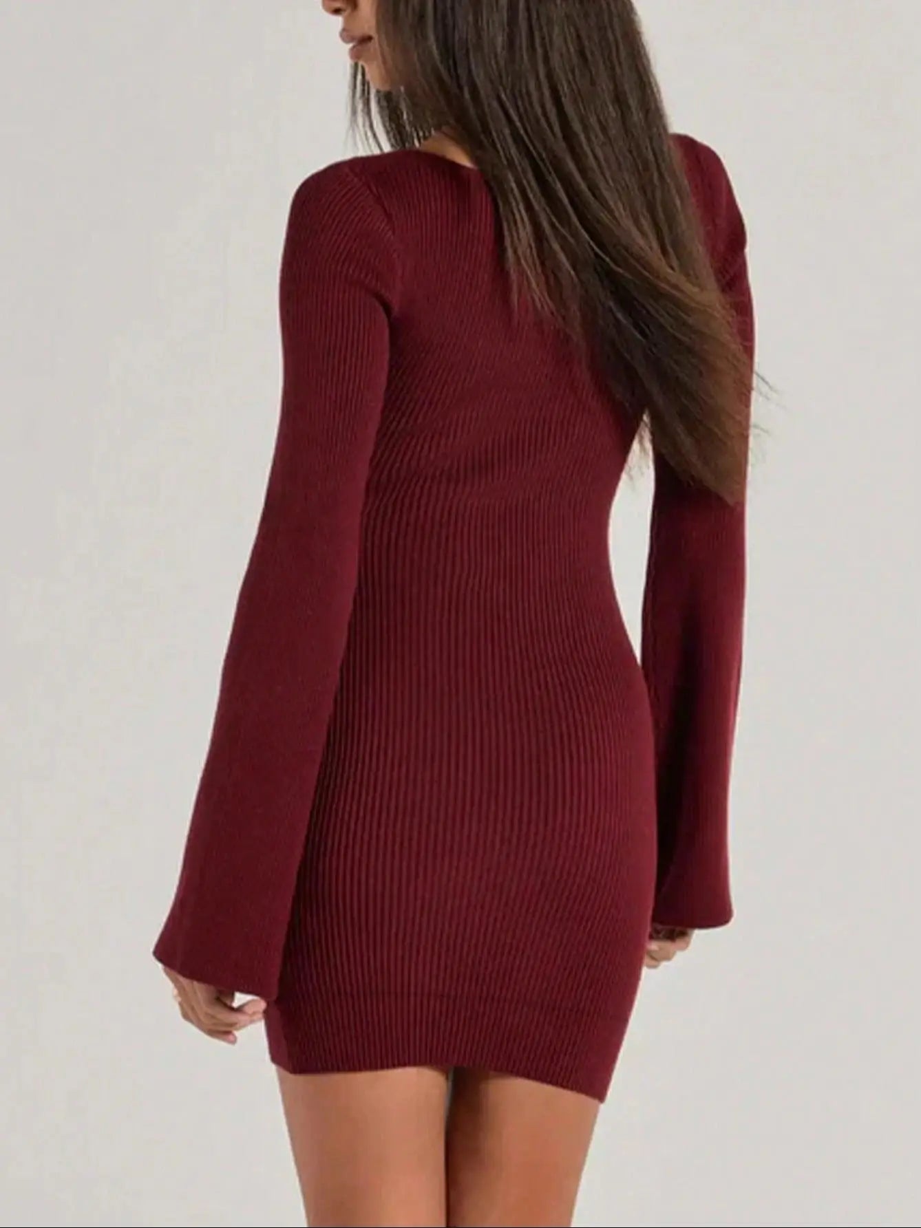 Elegra Square Neck Knit Dress Rich Allure