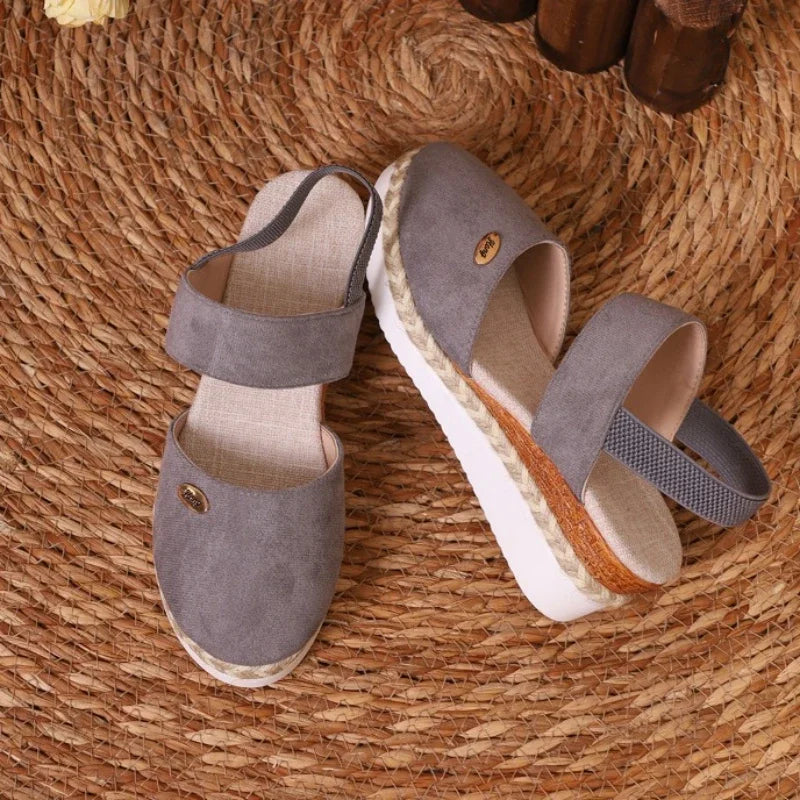 Handmade Linen Wedge Sandals