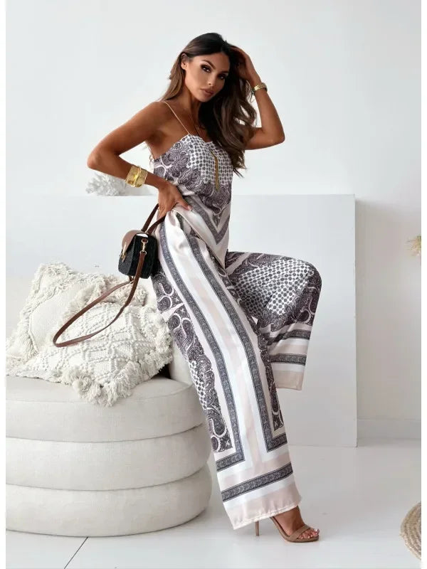 Satin Bloom Lace-Up Two-Piece Set