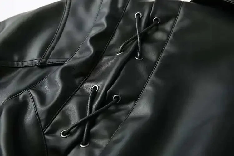 Lace-Up Faux Leather Jacket