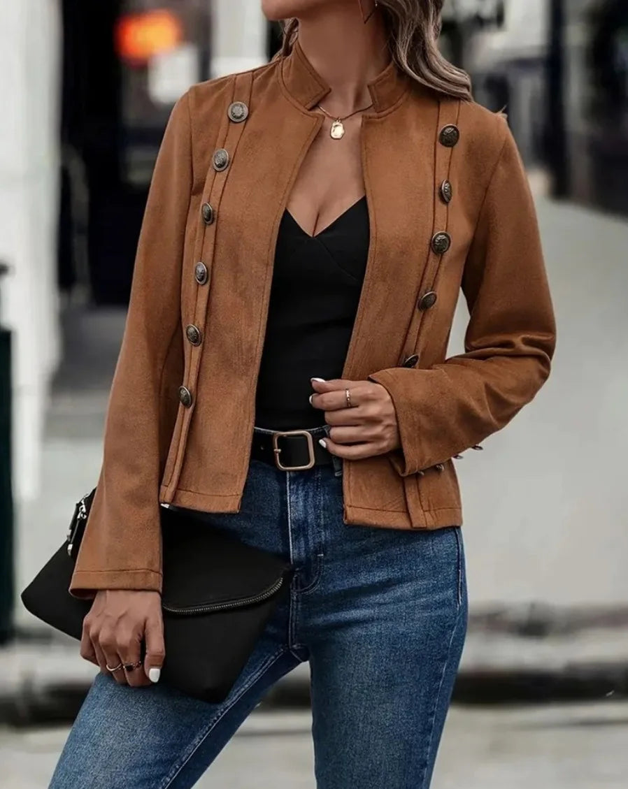 Chic Double-Breasted Black Coat