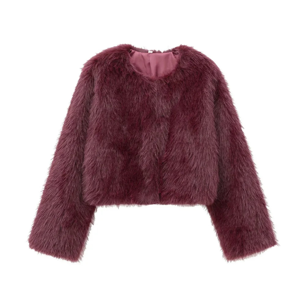Plush Chic Cropped Faux Fur Jacket