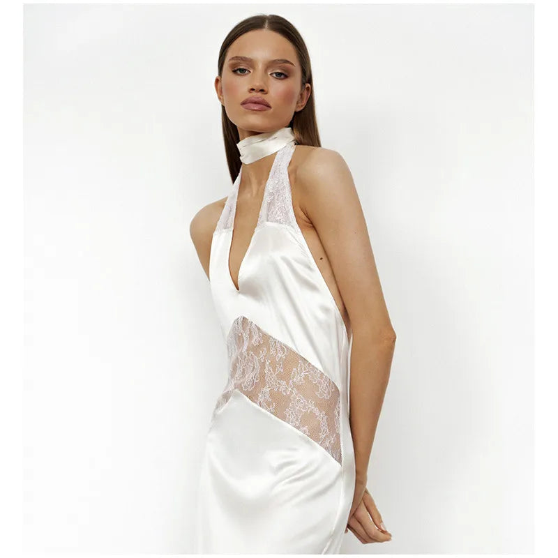Sexy Lace Backless Maxi Dress