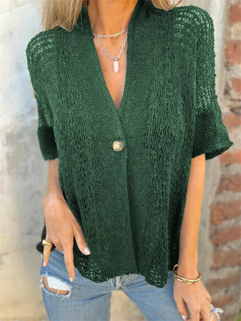 Hollow Out V-Neck Cardigan Top