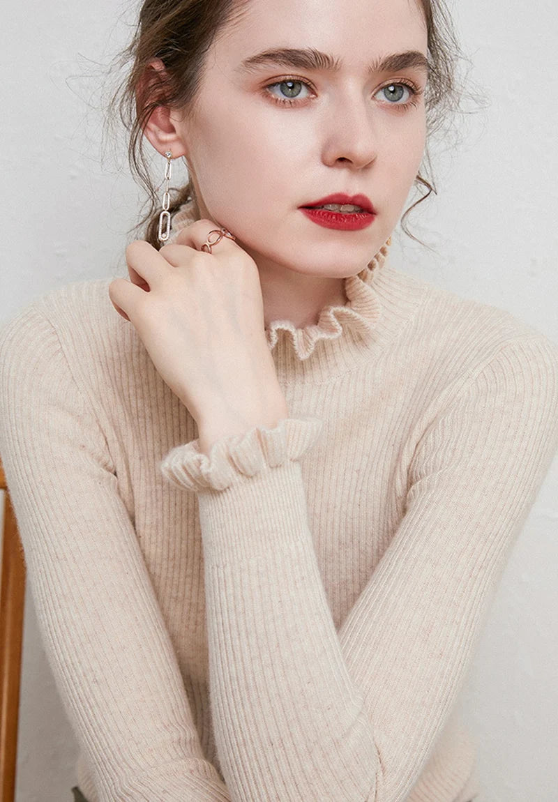 Cinched Turtleneck Knit Sweater